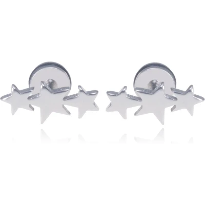 Afbeelding van Mendes Triple Star Stud oorbellen Titanium Zilverkleurig