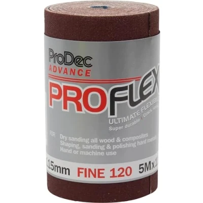 Afbeelding van ProDec Advance PAPFV120 Proflex Ultra Flexibele Aluminium Oxide Schurend Schuurpapier 120 Grit Fijne Grade 5 m x 115mm Roll