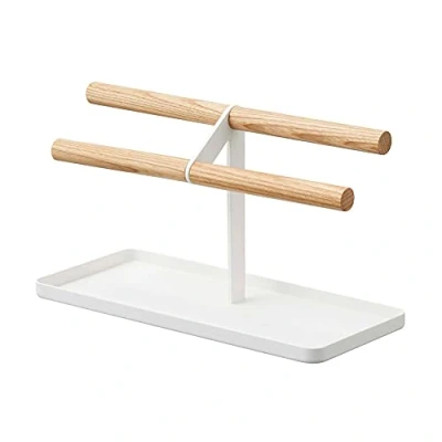 Afbeelding van Yamazaki Sieradenhouder Tosca 2 Laags Wit Naturel Hout 10,5x24x13,5cm