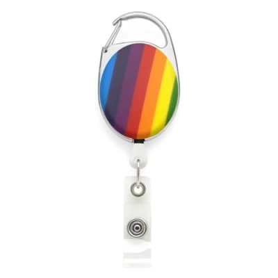 Afbeelding van Rainbow YoYo intrekbare haspelhouder door Lanyards Morgen Uitbreiding uitschuifbare Ski ID Identificatie Pass Badge Kaarthouders Beveiliging Toegangscontrole Karabijnhaak met Metalen Terug Riemclip