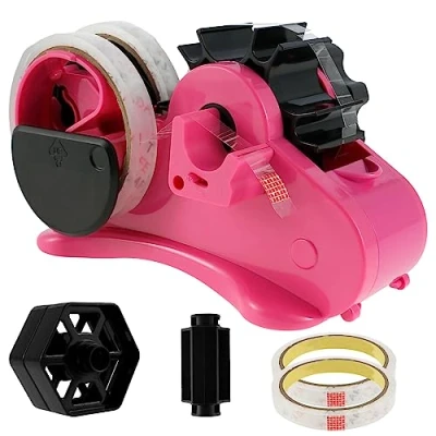 Afbeelding van Thermische tape dispenser, sublimatie, meerdere rollen gesneden warmtetape dispenser met 2 tapes, semi automatische voor bureautape, compacte sublimatietape