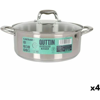 Afbeelding van Kookpot met Glazen Deksel Quttin Caesar Staal Ø 28 x 11 cm (4 Stuks)