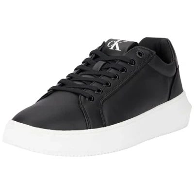 Afbeelding van Calvin Klein Jeans Heren Chunky Cupsole Clean Low YM0YM01124 Sneakers, Zwart (zwart/helder wit), 11 UK, Helder Wit, 43.5 EU
