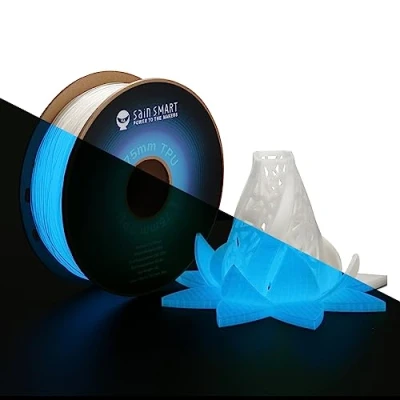Afbeelding van SainSmart 540 GBL flexibel TPU filament, 3D print, Glow in The Dark Blue, verlicht, 1,75 mm, 1 kg, maatnauwkeurigheid +/ 0,04 mm