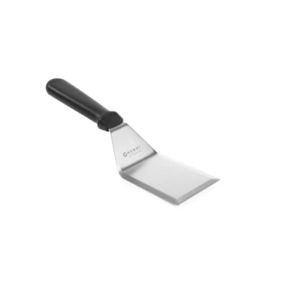 Afbeelding van HENDI Gebogen spatel, voor het omkeren van vlees, bakplaat schraper, hamburger turner, teppanyaki grillspatel, 77x283mm, lemmet (L)143mm, roestvast staal, polypropyleen