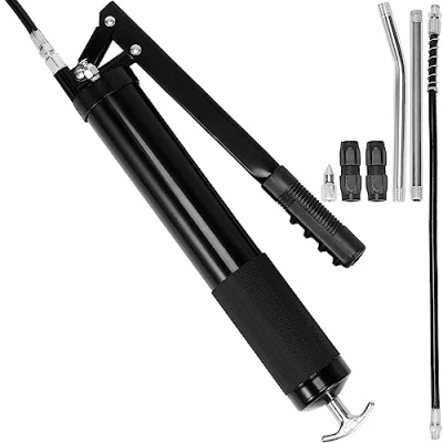 Afbeelding van VEVOR Vetpistool, 10000 PSI Heavy Duty Pistol Grip Vetpistoolkit met 20oz belasting, 18,5 inch flexibele slang, 2 platte koppelingen, 1 rechte metalen buizen
