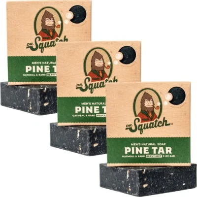 Afbeelding van Dr. Squatch All Natural Soap Bar for Men with Heavy Grit, 3 Pack, Pine Tar