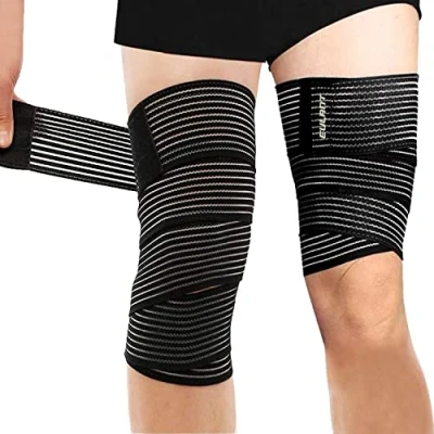 Afbeelding van EULANT 2st Kniebandage,Kuitband,Dijsteunen,Enkelsteun Compressie Wrap, Sport Elastische Compressiebandage voor arm/elleboog/hand/kuit/enkel/pols/knie, 1.8 m lengte