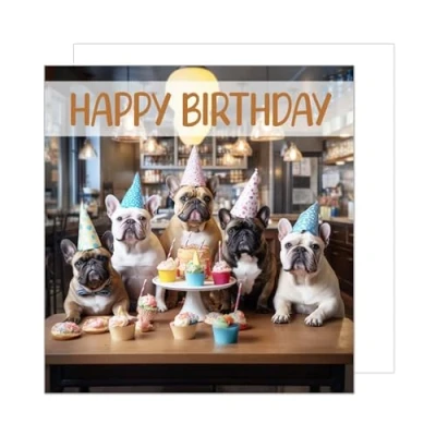 Afbeelding van Edition Seidel Premium vierkante verjaardagskaart met envelop. Wenskaart Happy Birthday bilet dier kaart kinderen man vrouw coole honden humor grappig feest (GQ154 SW024)