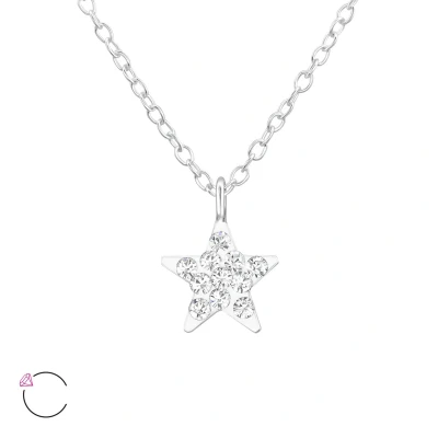 Afbeelding van JoyS Zilveren ster hanger 8 x 9 mm met ketting 39 cm Swarovski kristal voor kinderen