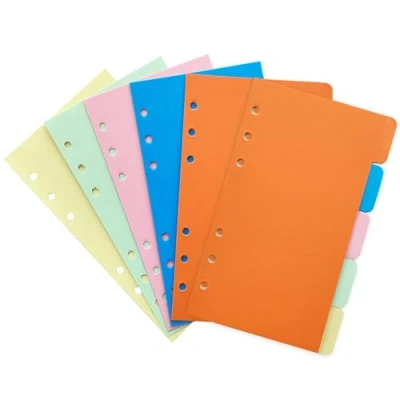 Afbeelding van DY.2ten A5 bindmiddelverdelers, 5 tab verdelers, set van 2 sets (10 verdelers totaal), voor 6 ringmappen, bindmiddelverdelers met tabs, bindmiddellipjes,