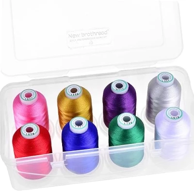 Afbeelding van New brothread 15 Opties 8 Opklikbare Spoelen van 1000m elk Polyester Machine Borduurgaren met Doorzichtige Plastic Opbergdoos voor Borduren en Quilten Christmas Colour