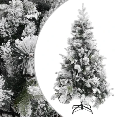 Afbeelding van Kerstboom met dennenappels en sneeuw 195 cm PVC PE