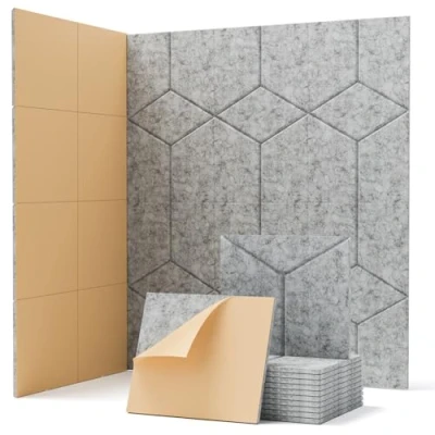Afbeelding van Soundsbay akoestische platen, zelfklevend, 12 stuks, geluidsabsorberend, geluidsisolatie, voor wand /deurplafonds, panelen behandeling en wanddecoratie, 30 x 26 0,9 cm