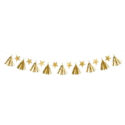 Afbeelding van Tassel SLINGER Goud Ster 1.3 meter / KERSTDECORATIE KERST VERSIERING PARTY DECO