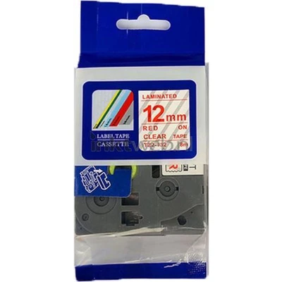 Afbeelding van Huismerk Brother TZE 132 rood op transparant breedte 12 mm labels