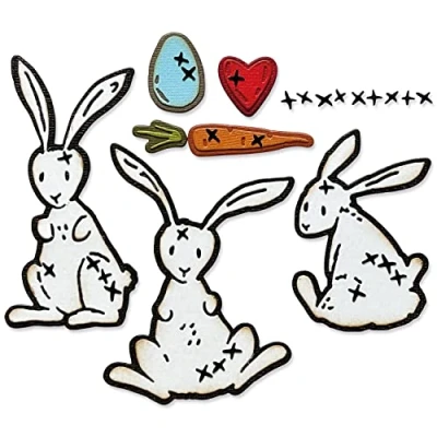 Afbeelding van Sizzix Thinlits stansset 15 stuks Bunny Stitch van Tim Holtz, 666293