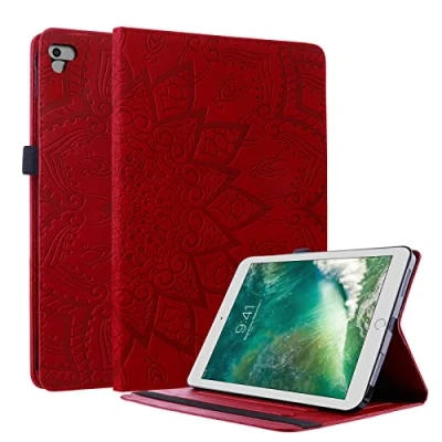 Afbeelding van Lspcase iPad 9.7 hoes, 5e/6e generatie PU lederen hoes Air/iPad Air 2 Flip Pouch Stand Case voor Pro, 2017/iPad 2018, 2/Air Mandala Bloem Rood