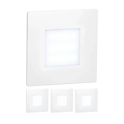 Afbeelding van ledscom.de 4 LED traplamp/inbouw wandlamp FEX voor binnen en buiten, hoekig, 85 x 85mm, koel wit