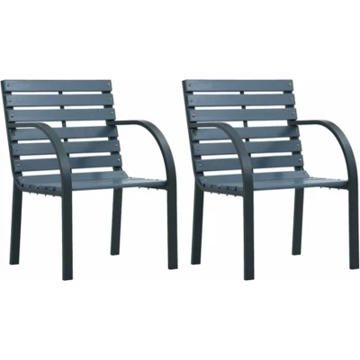 Afbeelding van Tuinstoelen 2 st hout grijs