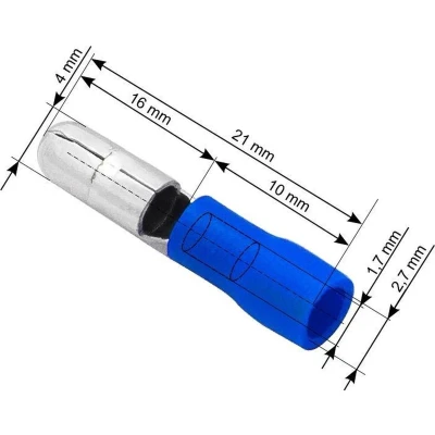 Afbeelding van Kabelschoen Rond Blauw Insteekbreedte 4 mm Lengte 21 100 Stuks