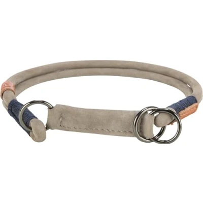 Afbeelding van TRIXIE Zug Stop 17150 hondenhalsband BE Nordic van leer, L XL, grijs, comfortabele voor grote en zeer honden, met trekbegrenzing, robuust elegant