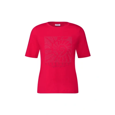 Afbeelding van Cecil MIT Schmucksteinen Tshirt print, Dames, Maat: Medium, Rot