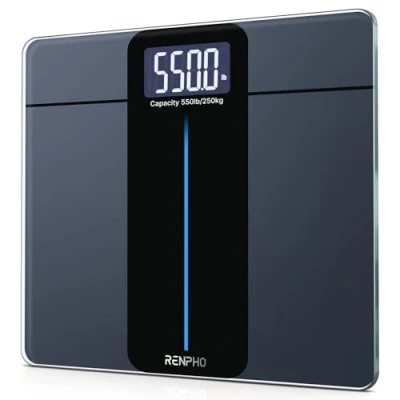 Afbeelding van RENPHO weegschaal voor lichaamsgewicht 550 kg, digitale badkamerweegschaal met groot led display, extra hoge capaciteit, weegmachine platform, meest nauwkeurig tot 0,0 33