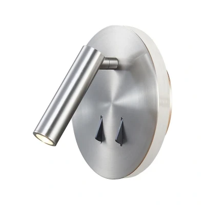 Afbeelding van Inspired Lighting Fusion Wall + Leeslamp, 6W 3W LED, 3000K, 620lm totaal, individueel geschakeld, satijn nikkel