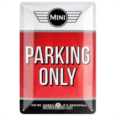 Afbeelding van Nostalgic Art Retro Tin Sign Mini Parking Only Red Gift idea for Cooper fans, Metal Plaque, 20 x 30 cm
