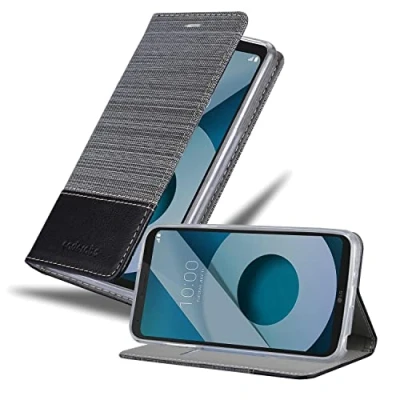 Afbeelding van Cadorabo Hoesje geschikt voor LG Q6 / G6 MINI in GRIJS ZWART Beschermhoes met magnetische sluiting, standfunctie en kaartvakje Book Case Cover Etui