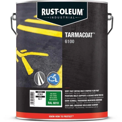 Afbeelding van rust oleum tarmacoat sneldrogende vloerverf ral 6010 middengroen 5 ltr