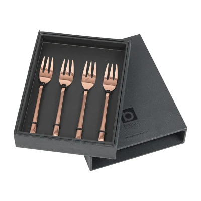 Afbeelding van Broste Copenhagen Hune taartvork 4 pack titanium espresso