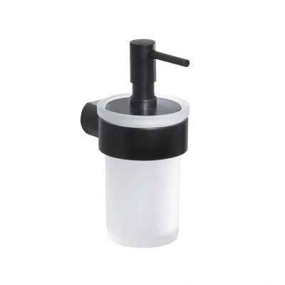 Afbeelding van Zeepdispenser Sapho Pirenei Hangend 125 ML Mat Zwart / Satijnglas