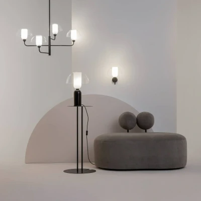 Afbeelding van Maytoni hanglamp Memory, 4 lamps, zwart, keramiek, glas