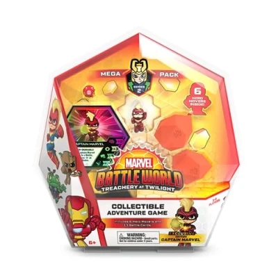 Afbeelding van Marvel Battleworld: Series 2 Treachery at Twilight Mega Collectable Adventure Game Pack Captain (inclusief 5 Hero Collectables + 1 Exclusief 13 gevechtskaarten) Ideaal voor kinderen vanaf