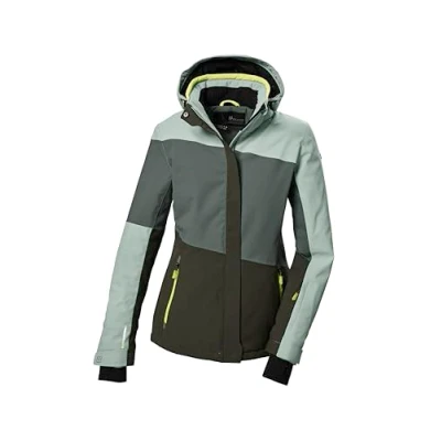 Afbeelding van killtec dames SKI jack/functionele jas met afritsbare capuchon en sneeuwvanger KSW 67 WMN JCKT, grüngrau, 44, 41961 000
