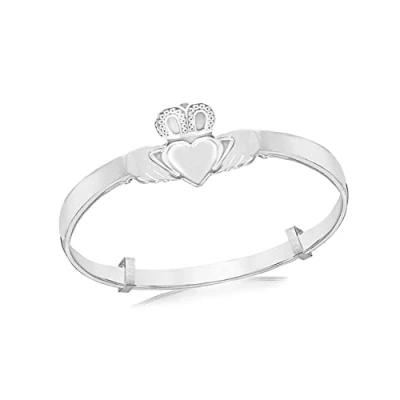Afbeelding van Tuscany Silver Sterling zilveren Claddagh Baby Bangle, Email Voor Dames