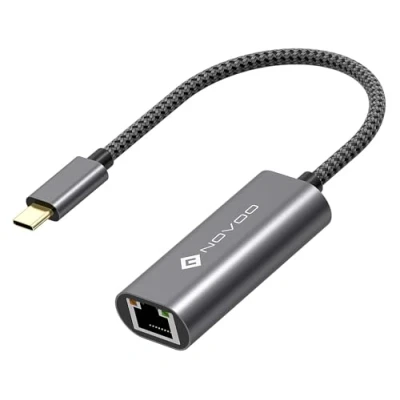 Afbeelding van NOVOO USB C aan Ethernet Adapter Aluminium 1000Mbps RJ45 Kabel, Gigabit Type Netwerkadapter voor MacBook Pro/Air, Surface Go/Google Chromebook/Huawei Matebook enz.