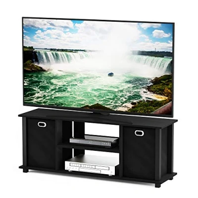 Afbeelding van Furinno Econ TV Kast/Entertainment Center met 2 laden, hout, zwart, 29,72 x 40,13 cm