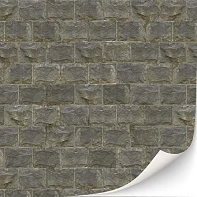 Afbeelding van 3 vellen zelfklevende bakstenen muur wandbekleding voor poppenhuizen schaal 1:12 (Behaene rotswand)