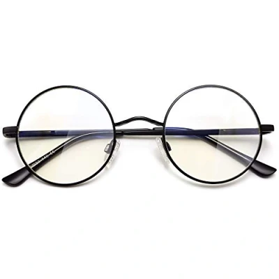 Afbeelding van Joopin Blauw Licht Blokkerende Bril, Anti Computer Gaming Scherm Brillen voor Dames Heren Transparant Ronde Zonnebril Metaal Zwart Frame