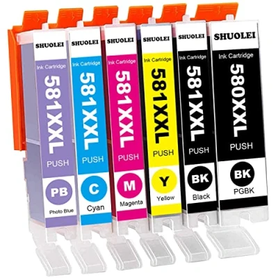 Afbeelding van SHUOLEI 580XXL 581XXL inktcartridges compatibel met Canon PGI 580 CLI 581 XXL inktpatronen Multipack voor PIXMA TS8150 TS8151 TS8152 TS8250 TS8251 TS8350 TS8351 TS8252 TS8352 TS9150 TS9155