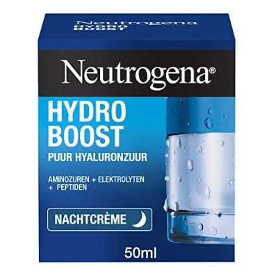 Afbeelding van Neutrogena Hydro Boost Nachtcrème, intensief hydraterende en herstellend masker, met hyaluronzuur, 100% plantaardige trehalose egaliserende memory gel, voor alle huidtypen olievrij, 1 x 50 ml