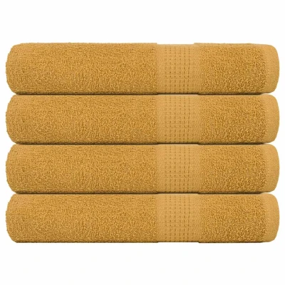 Afbeelding van vidaXL Saunahanddoeken 4 st 80x200 cm 360 g/m² 100% katoen goudkleurig