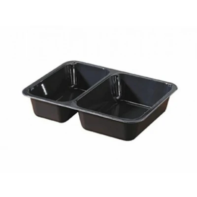 Afbeelding van CPET topseal menutray 2 vaks zwart 225x175x43mm