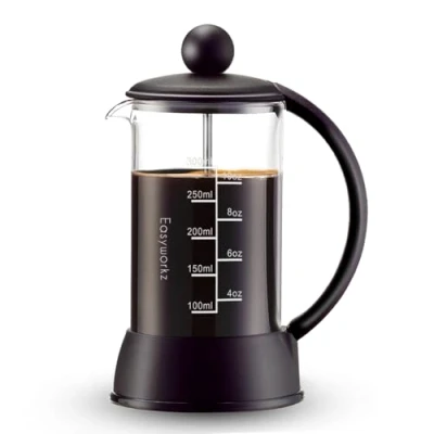Afbeelding van Easyworkz Franse Pers 350ml Koffiemarker Cafetière met Hittebestendig Borosilicaatglas, Zwart
