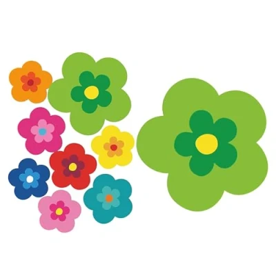 Afbeelding van tradercat Pril Bloemenstickers, bloemen, 8 stuks als set, retro stickers voor elk glad oppervlak, ideaal je auto, prilbloemenstickers, groen
