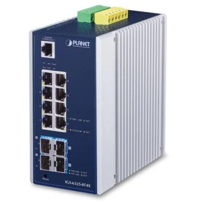 Afbeelding van Planet Industrieel L3 8 poorts 1000T + 4 SFP+ (8 Havens), Netwerkschakelaar, Blauw