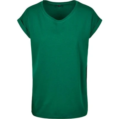 Afbeelding van Damesshirt met ronde hals en omgeslagen mouw Forest Green M